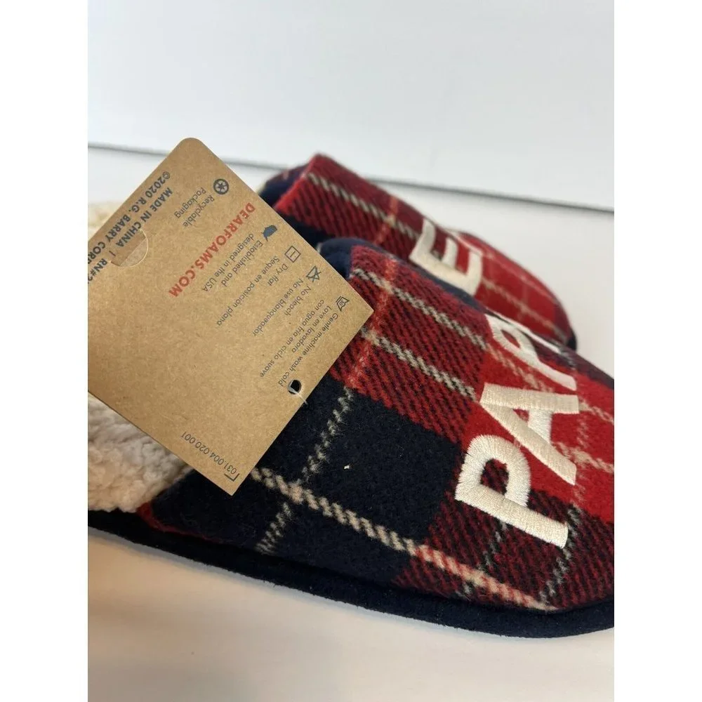 Papa Bear men's‎ plaid slippers small 7/8 Dearfoams